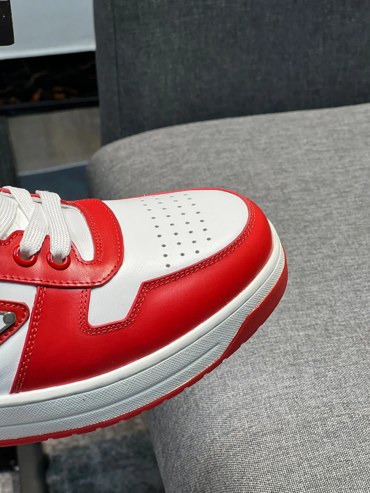 Prada Cloudbust Red and White Paneled Leather Lifestyle Sneakers 3