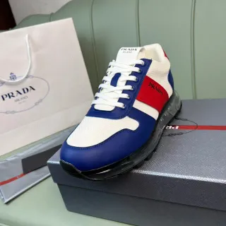 Prada Cloudbust सफेद नीला लाल जीवनशैली स्नीकर्स