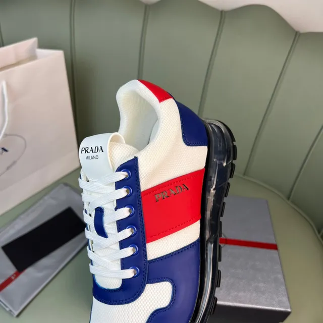 Prada Cloudbust White Blue Red Lifestyle Sneakers 3