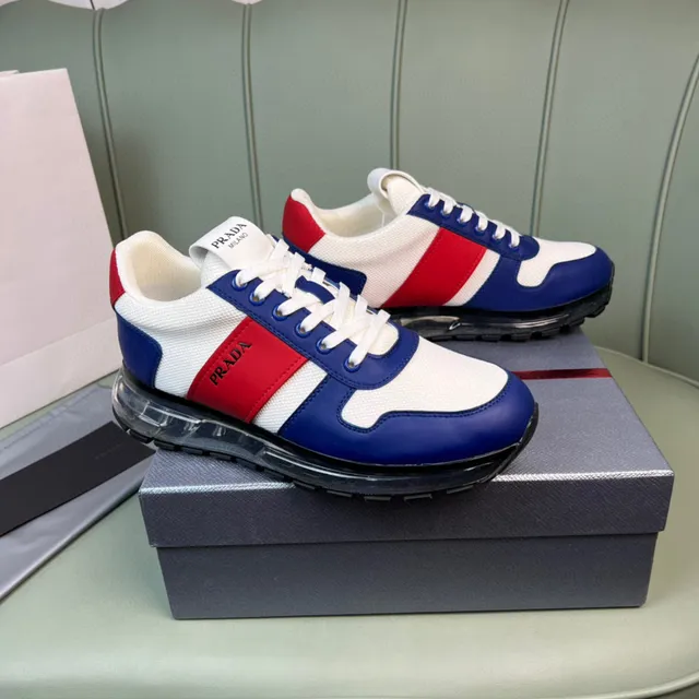 Prada Cloudbust White Blue Red Lifestyle Sneakers 7