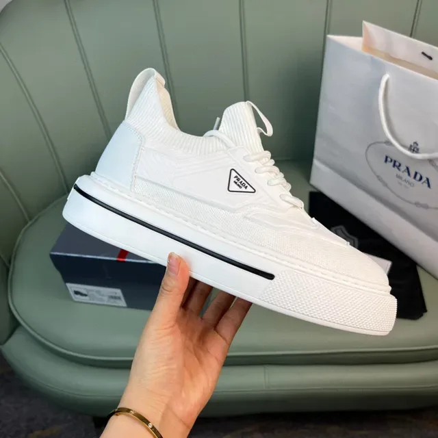 Prada Cloudbust White Knit Platform Lifestyle Sneakers 7