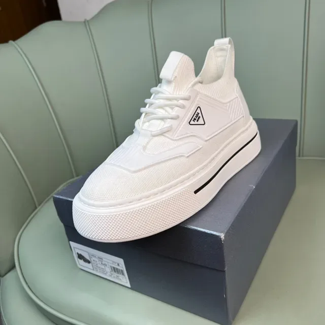 Prada Cloudbust White Knit Platform Lifestyle Sneakers 9