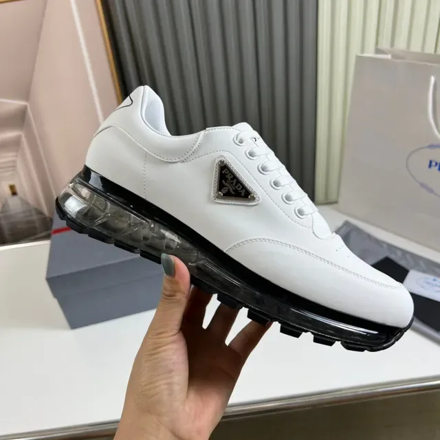 Prada Cloudbust سينيكرز تشانكي أبيض جلد شفاف مع Air-Cushion 4