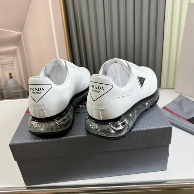 Prada Cloudbust سينيكرز تشانكي أبيض جلد شفاف مع Air-Cushion 5