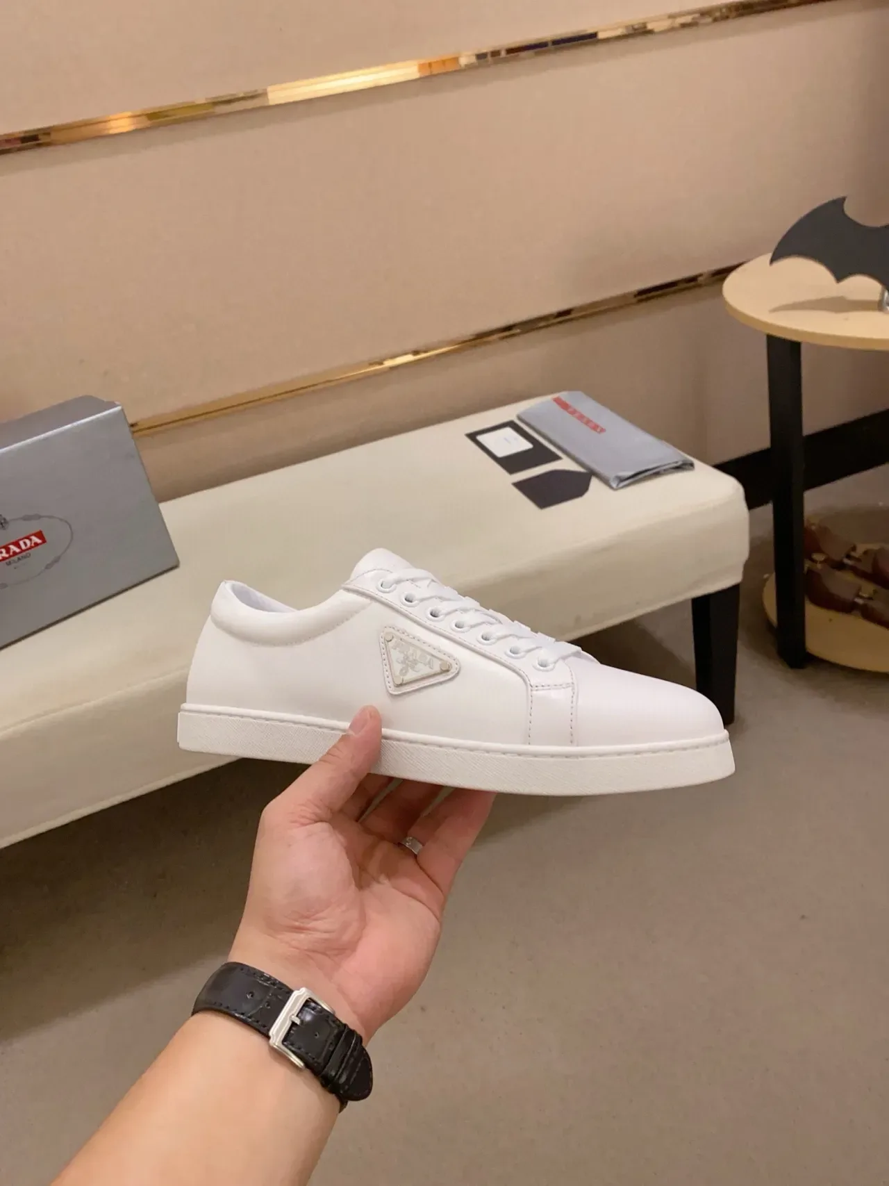Prada Cloudbust White Low-Top Smooth Leather Upper Lifestyle Sneakers 5