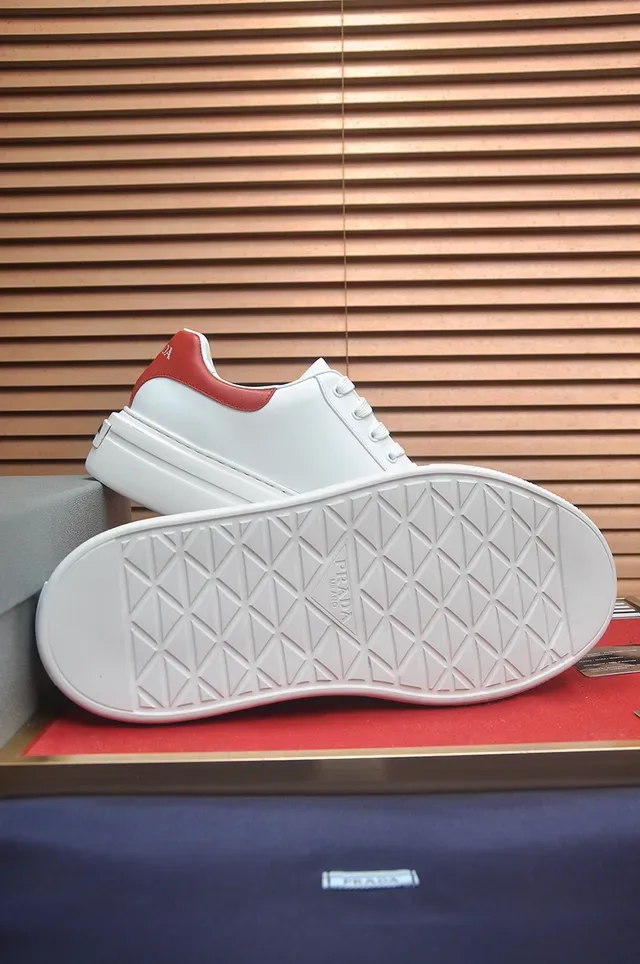 Prada Cloudbust White Red Platform Sole Leather Upper Lifestyle Sneakers 3