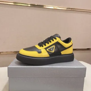 Prada Cloudbust Yellow and Black Leather Chunky Sneakers