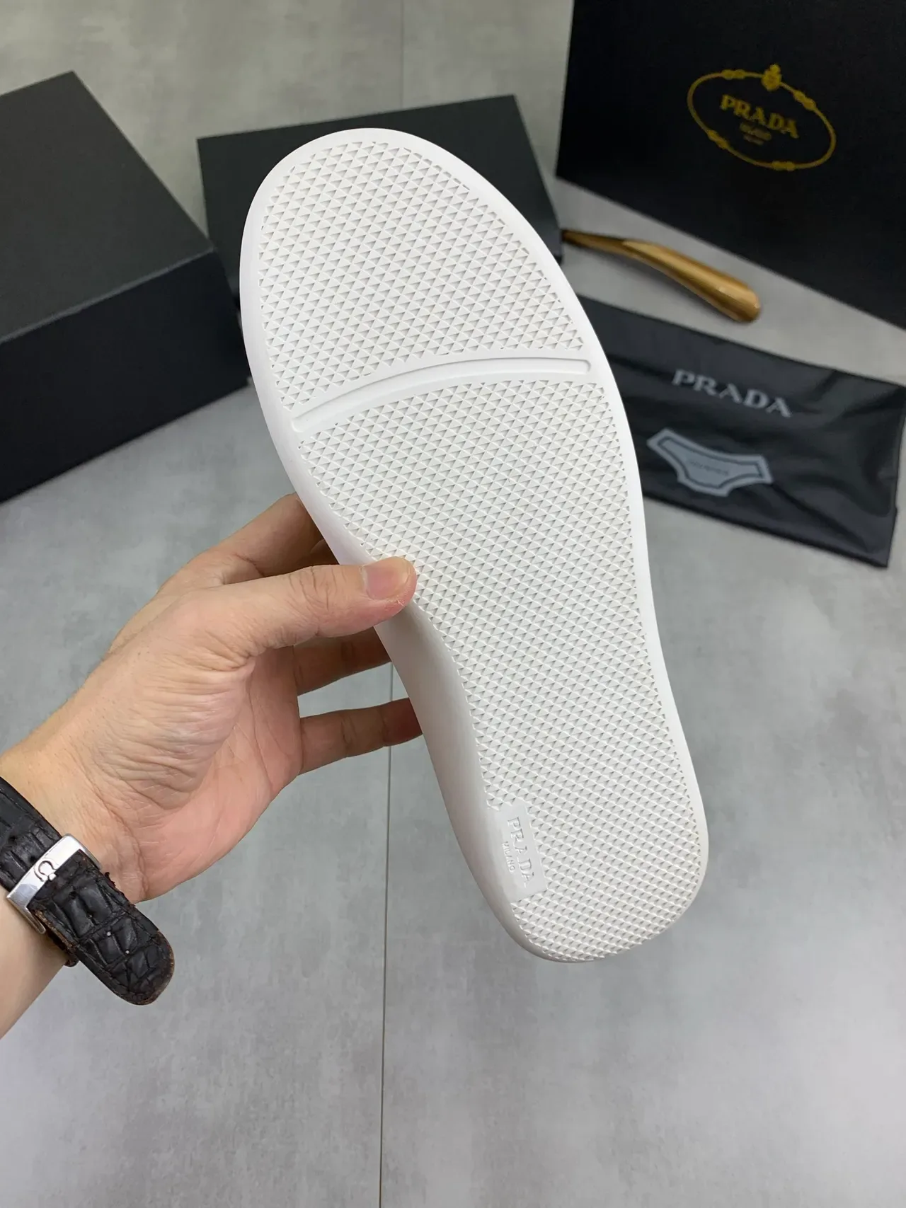 Prada Cloudbust Yellow White Smooth Leather Upper Tonal Laces Lifestyle Sneakers 3