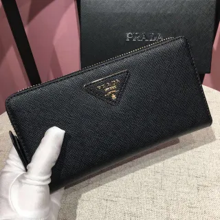 Prada Galleria Black Saffiano Leather Long Wallet