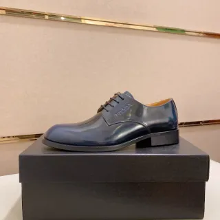 Prada নেভি কালো ঝলমলে পেটেন্ট জাতীয় ফিনিশ ক্যাপ টো অক্সফোর্ড জুতো