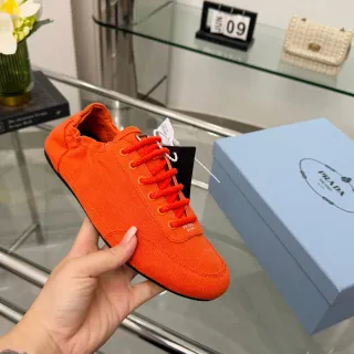 Prada Orange Black Low-Top Upper Canvas Shoes