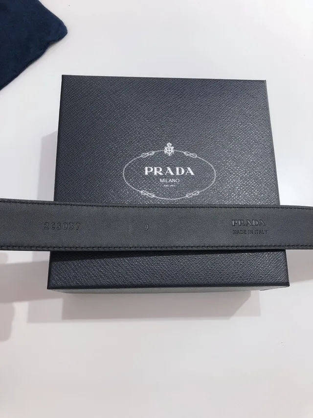Prada Oval Buckle Black Saffiano Leather Belt 4