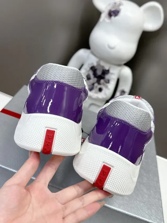 Prada Violet Argent Brillant Verni Panneau Maille Lifestyle Sneakers 7