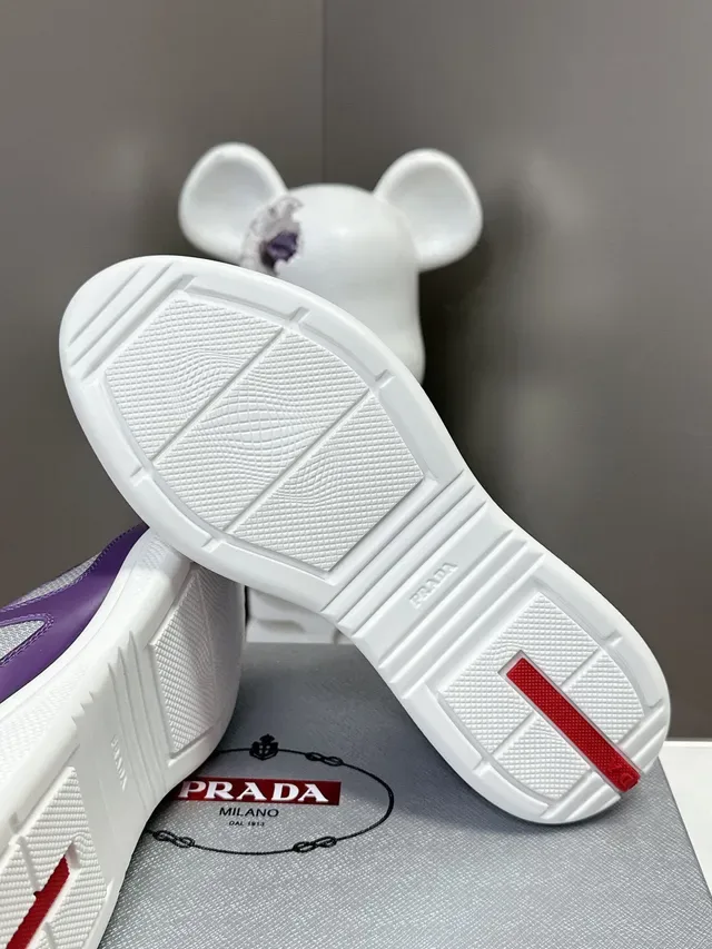 Prada Violet Argent Brillant Verni Panneau Maille Lifestyle Sneakers 9