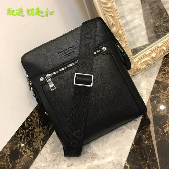 Prada Re-Edition 2005 Black Pebbled Leather Messenger Bag 8