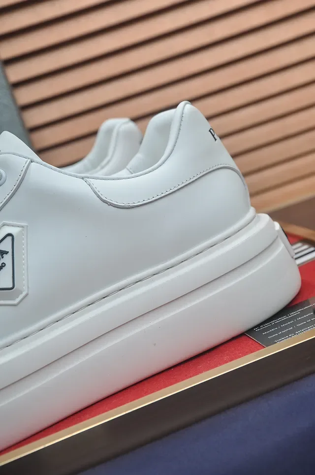 Prada White Leather Platform Sole Lifestyle Sneakers 2