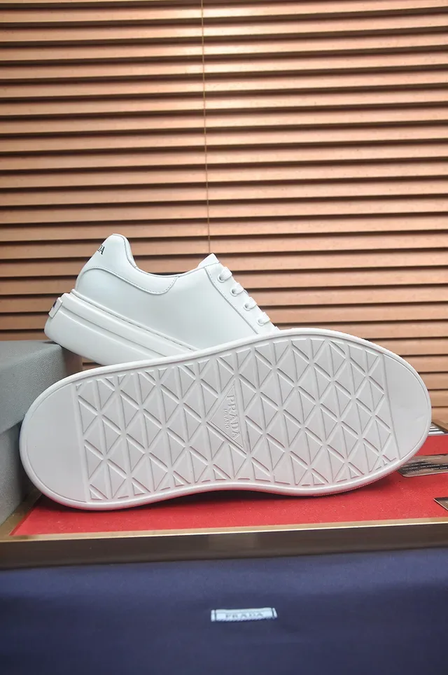 Prada White Leather Platform Sole Lifestyle Sneakers 3