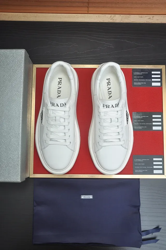Prada White Leather Platform Sole Lifestyle Sneakers 5