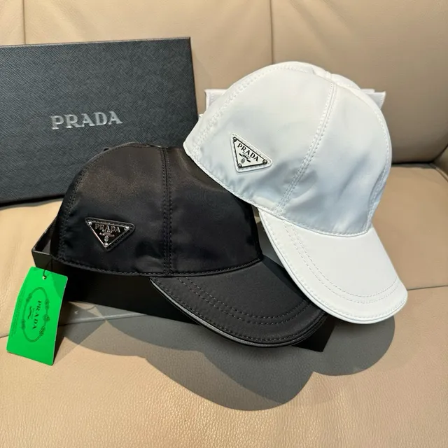 Prada 白色结构六面板光滑尼龙类面料棒球帽 2