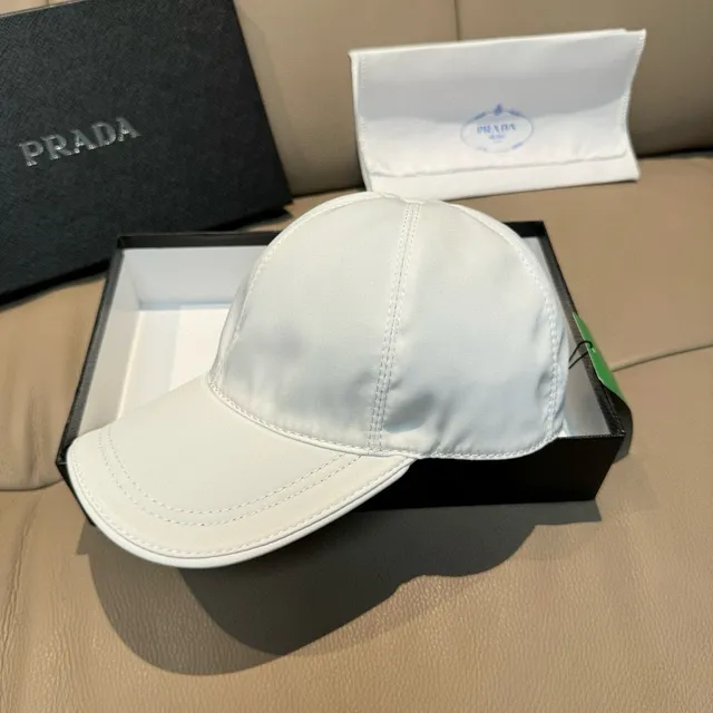 Prada 白色结构六面板光滑尼龙类面料棒球帽 6