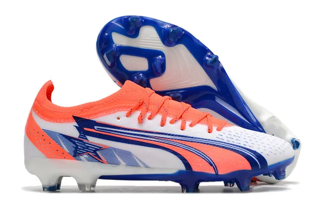 Puma Future Z 橙色蓝色 低帮针织鞋面 非对称系带 钉地足球鞋 5