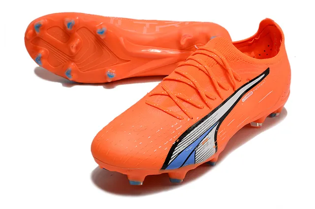 Puma Future Z 橙色蓝色 低帮针织鞋面 非对称系带 钉地足球鞋 14