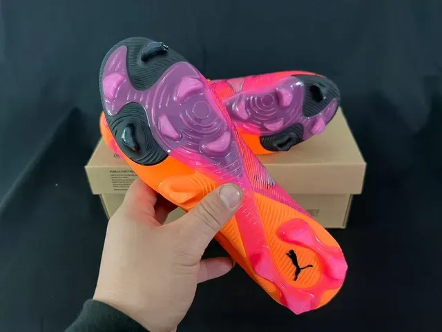 Puma Future Z Orange Purple Knit Upper High-Cut Sock Collar Firm-Ground Soccer Shoes 2