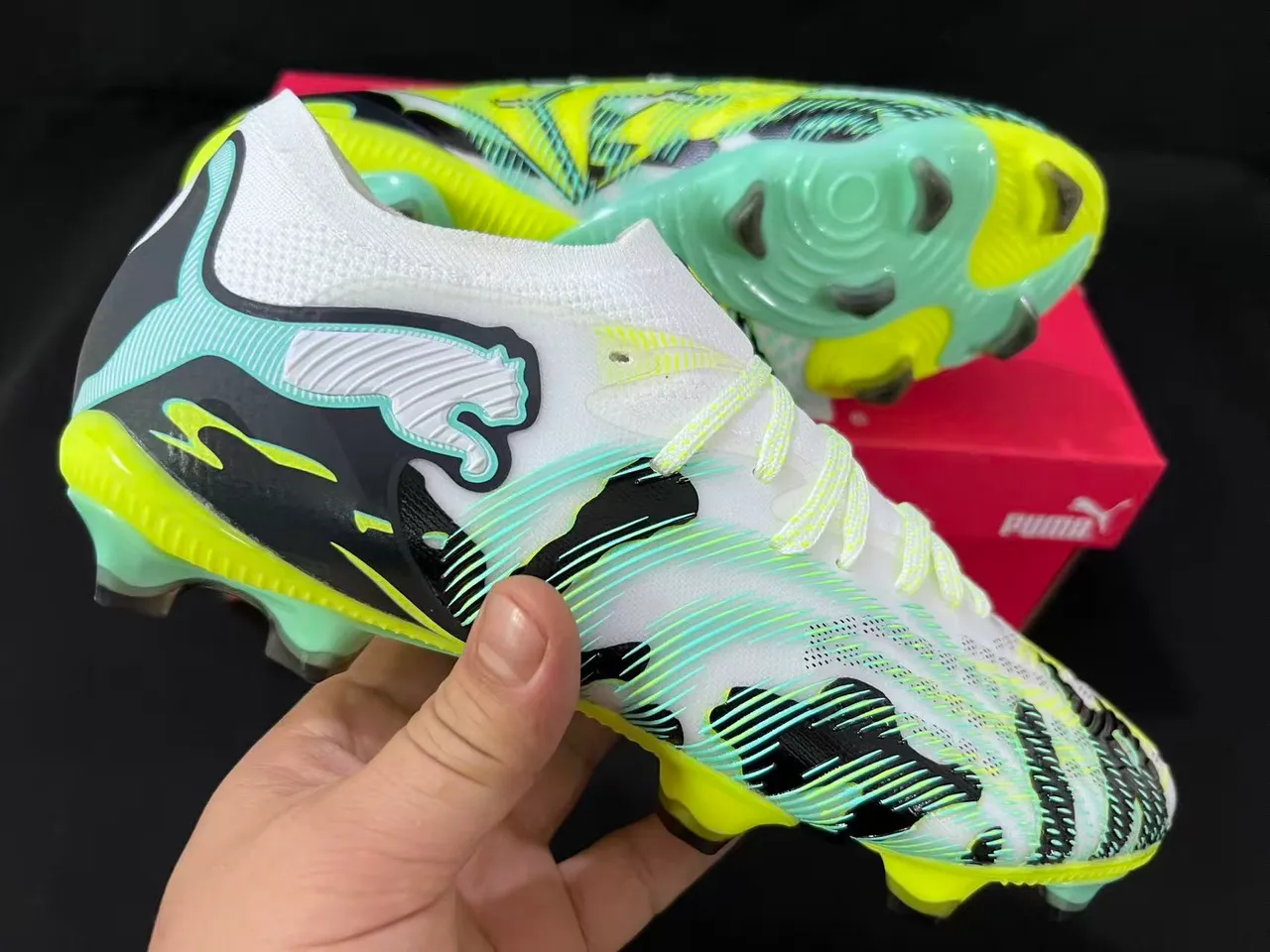 Puma Future Z হলুদ সবুজ লো-কাট সক-ফিট আপার ফার্ম-গ্রাউন্ড সকার শোজ 6