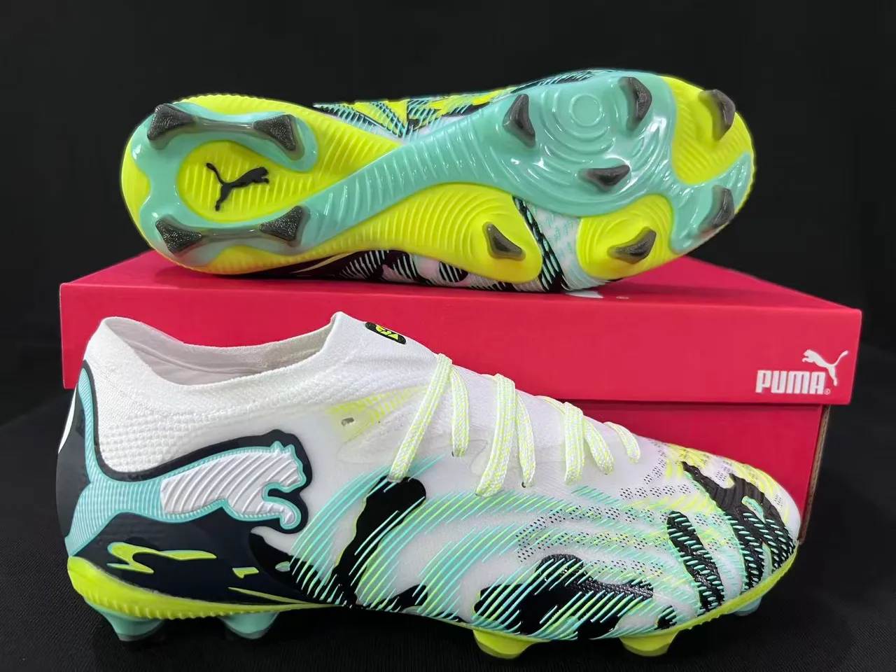 Puma Future Z হলুদ সবুজ লো-কাট সক-ফিট আপার ফার্ম-গ্রাউন্ড সকার শোজ 7