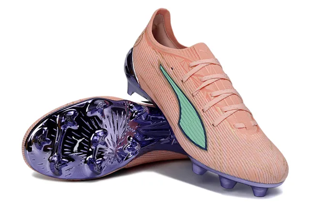 Puma أحذية كرة القدم أعلى وردي وأخضر تريكو أرضية قزحية أرض صلبة 4