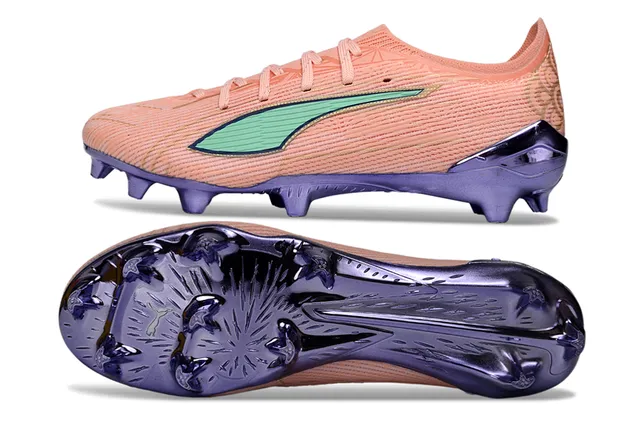 Puma أحذية كرة القدم أعلى وردي وأخضر تريكو أرضية قزحية أرض صلبة 6
