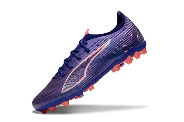 Puma أحذية كرة القدم بنفسجي أزرق منخفض علوى مصنعة من البلاستيك متموجة أرضية صلبة 3