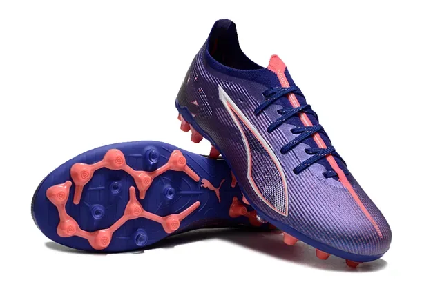 Puma أحذية كرة القدم بنفسجي أزرق منخفض علوى مصنعة من البلاستيك متموجة أرضية صلبة 4