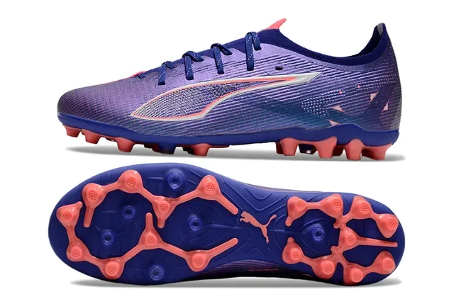 Puma أحذية كرة القدم بنفسجي أزرق منخفض علوى مصنعة من البلاستيك متموجة أرضية صلبة 6