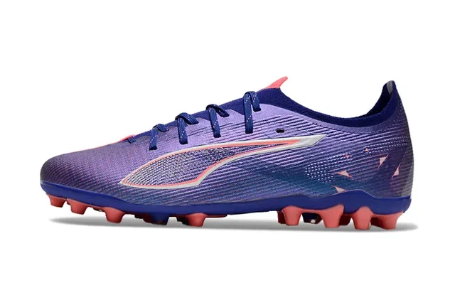 Puma أحذية كرة القدم بنفسجي أزرق منخفض علوى مصنعة من البلاستيك متموجة أرضية صلبة 7