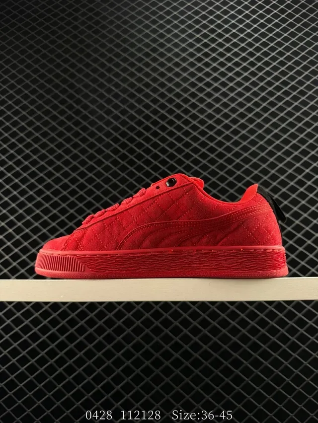 Puma Suede 50 Break Red White Quilted Upper Formstrip Side Logo Lifestyle Sneakers 5