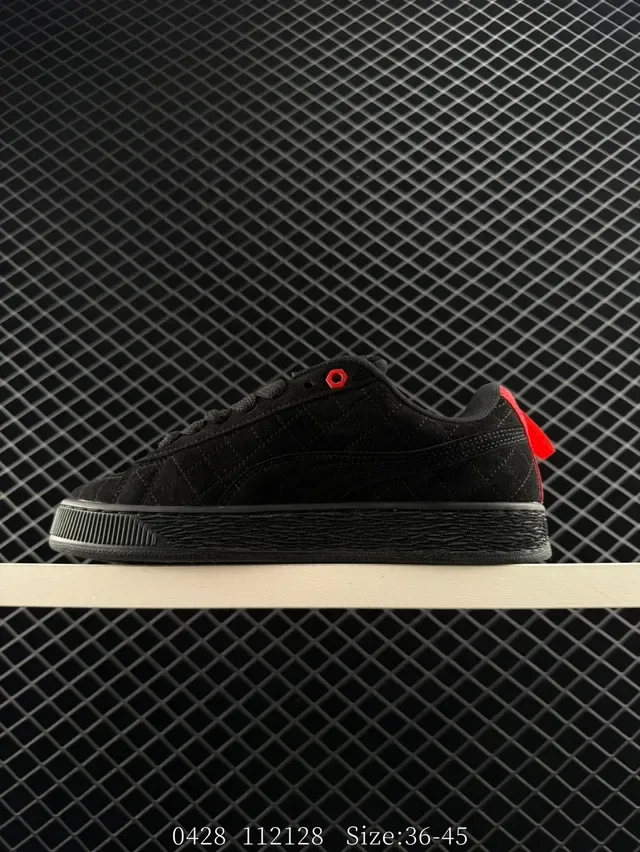 Puma Suede 50 Break Red White Quilted Upper Formstrip Side Logo Lifestyle Sneakers 8