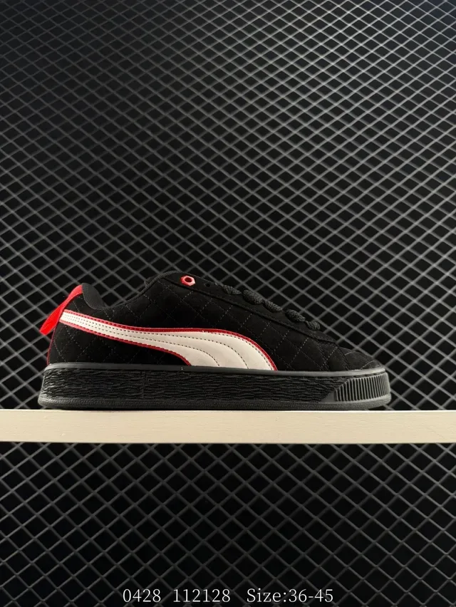 Puma Suede 50 Break Red White Quilted Upper Formstrip Side Logo Lifestyle Sneakers 9
