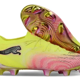 Puma Yellow Pink Low-Cut Synthetic Upper Gradient Colorway Firm-Ground Soccer Shoes