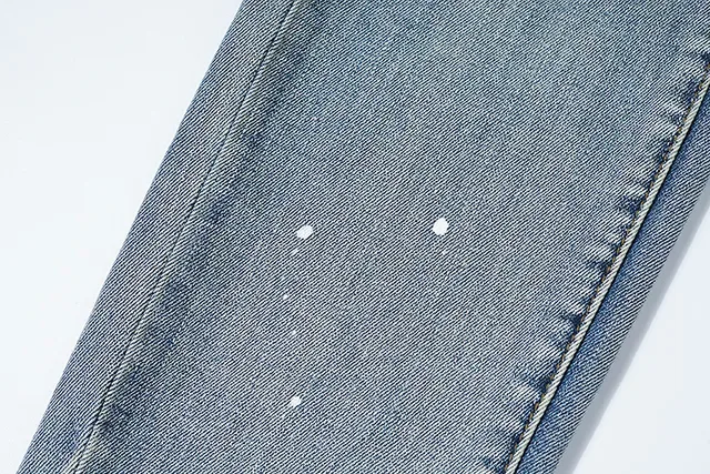 Purple Brand Jeans Desgastados Salpicados de Pintura Taper Cintura Media 9