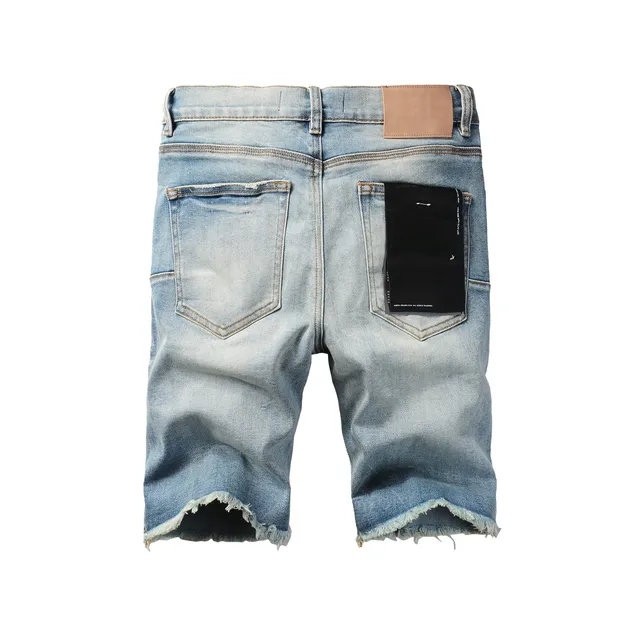 Purple Brand Medium-Wash Distressed Denim Shorts 13