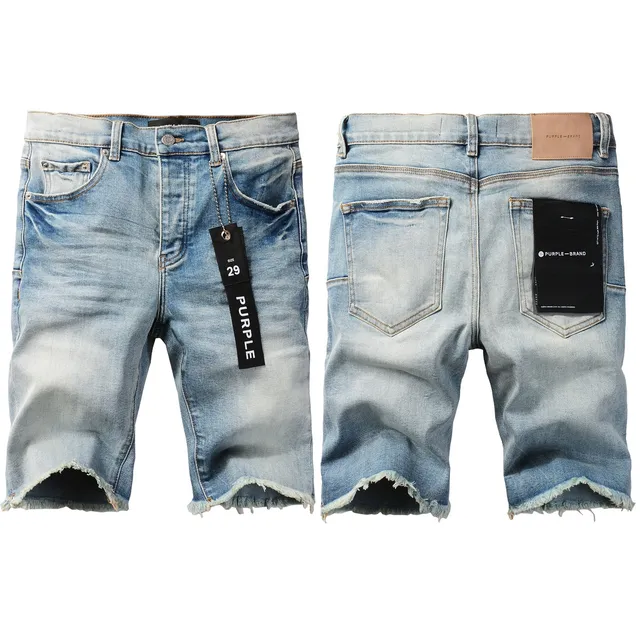Purple Brand Medium-Wash Distressed Denim Shorts 15