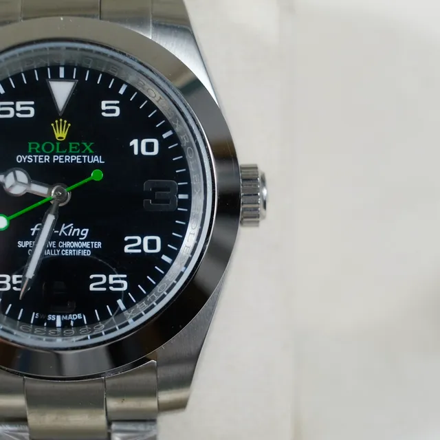 Rolex Air-King Relógio de Quadrante Preto Aço Inoxidável Mecânico 9