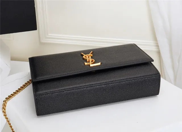 Saint Laurent Black Gold संरचित फ्लैप स्ट्रैप चेन बैग 15
