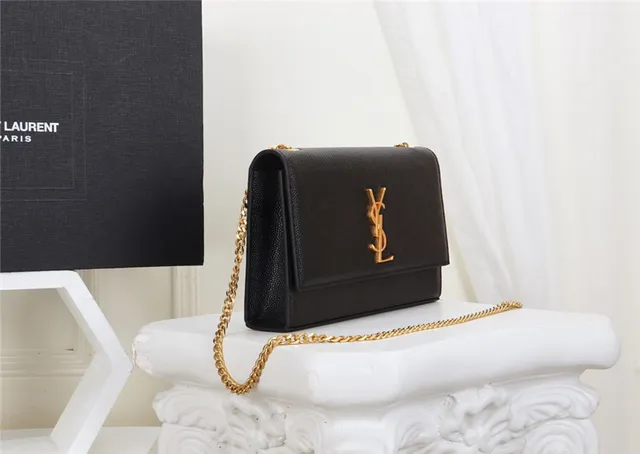 Saint Laurent Black Gold संरचित फ्लैप स्ट्रैप चेन बैग 18