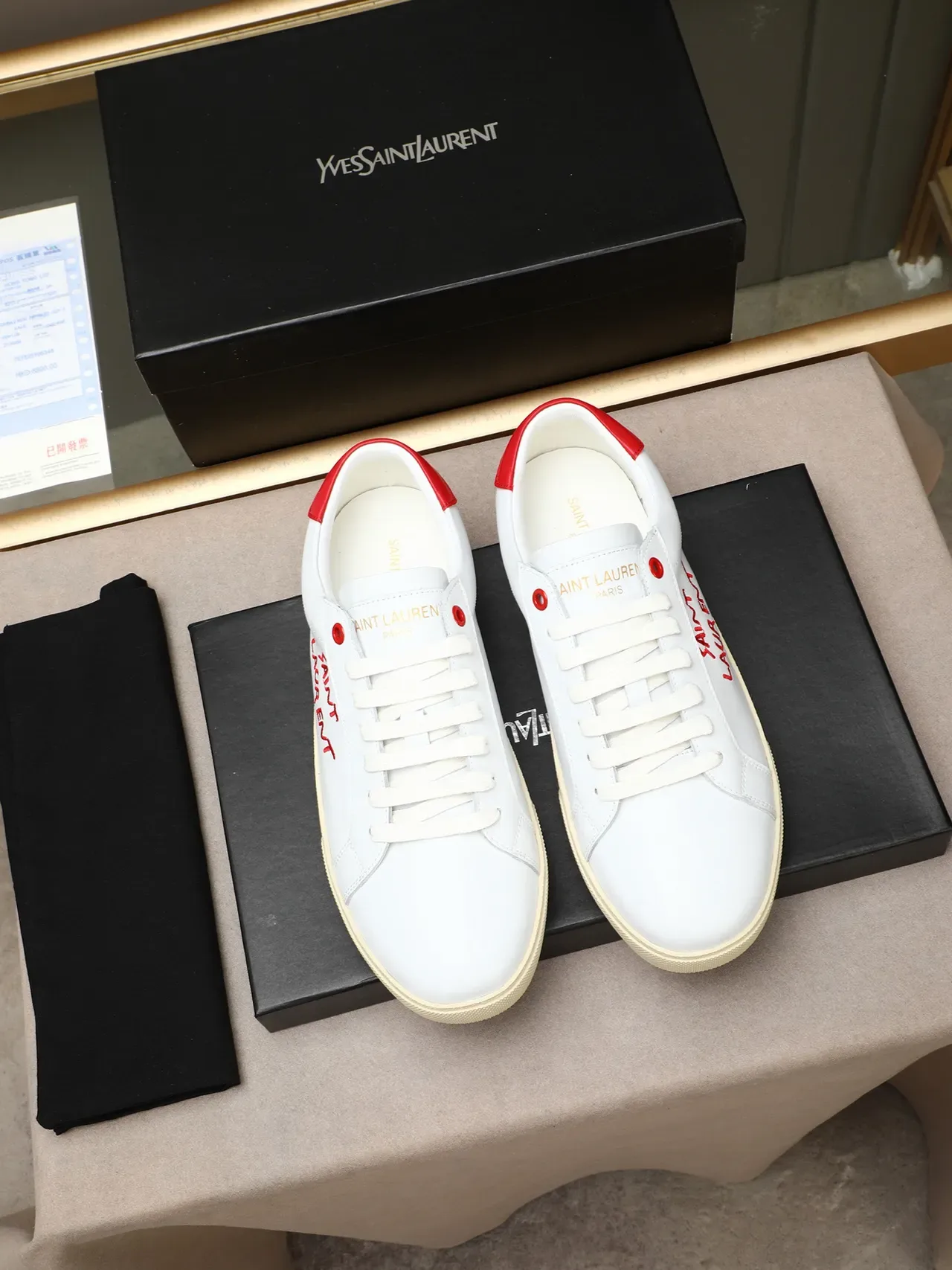 Saint Laurent 刺绣 Logo 白红 生活方式运动鞋 2