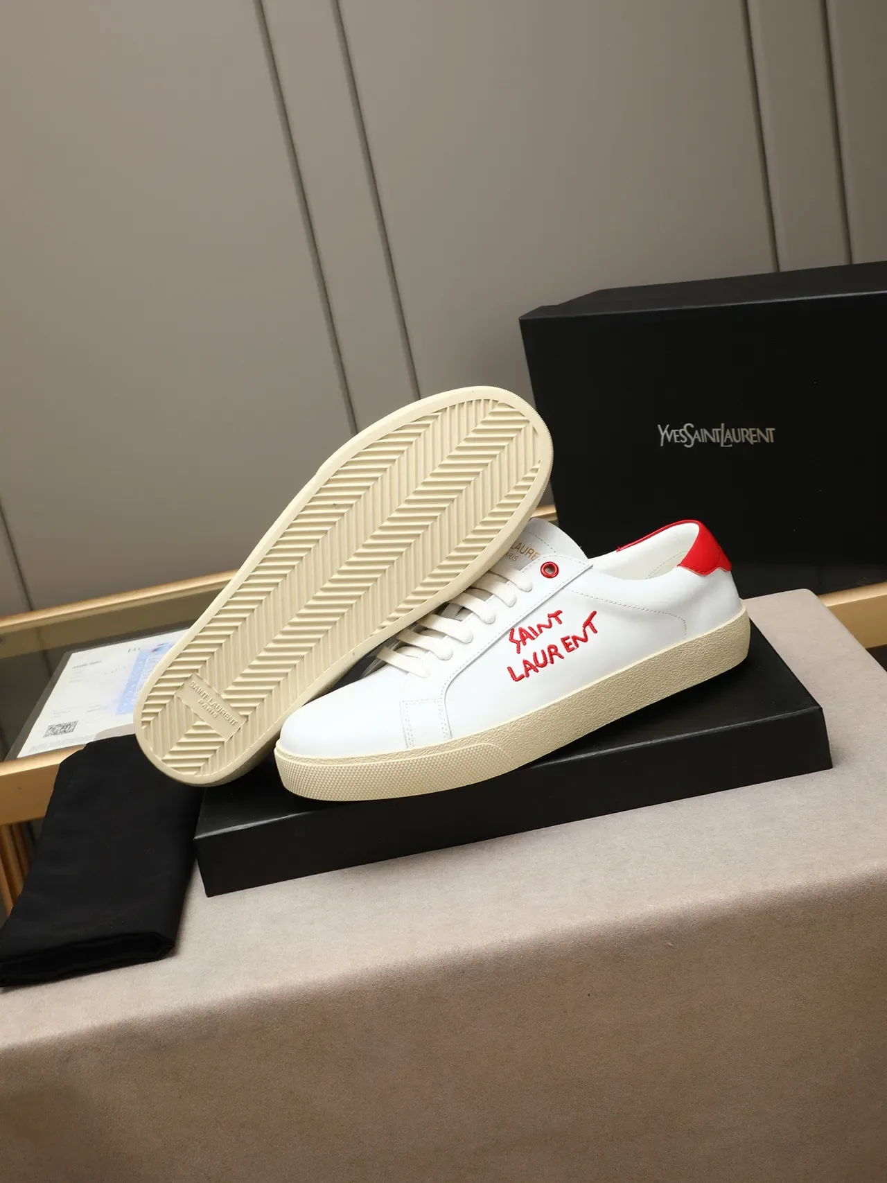 Saint Laurent 刺绣 Logo 白红 生活方式运动鞋 4