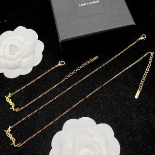 Saint Laurent YSL मोनोग्राम गोल्ड टोन चेन ब्रेसलेट