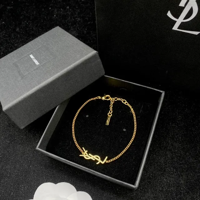Saint Laurent YSL مونوغرام أساور سلاسل ذهبية 3