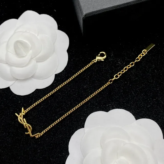 Saint Laurent YSL مونوغرام أساور سلاسل ذهبية 5